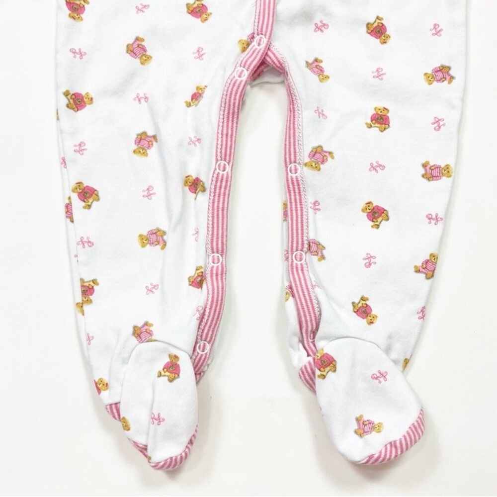 Ralph Lauren Polo Bear Footed Onesie 3M Girls Pink Ralph Lauren Christmas - Picture 5 of 10